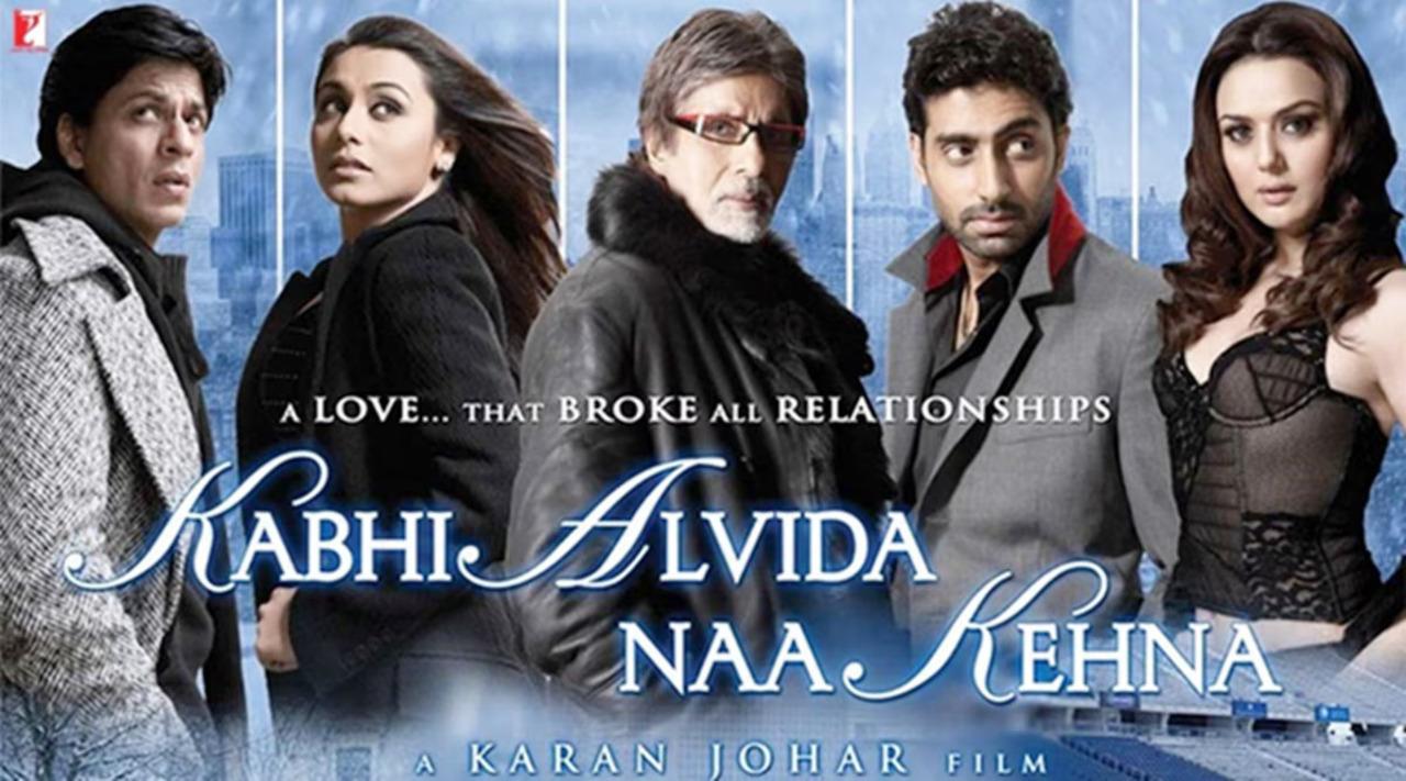 Kabhi Alvida Naa Kehna - Shah Rukh Khan, Rani Mukerji, Abhishek Bachchan, Preity Zinta
Dev and Maya’s forbidden love leads to broken marriages and fractured lives. Though they eventually find solace in each other, the path is filled with guilt, loss, and irreversible heartache.  