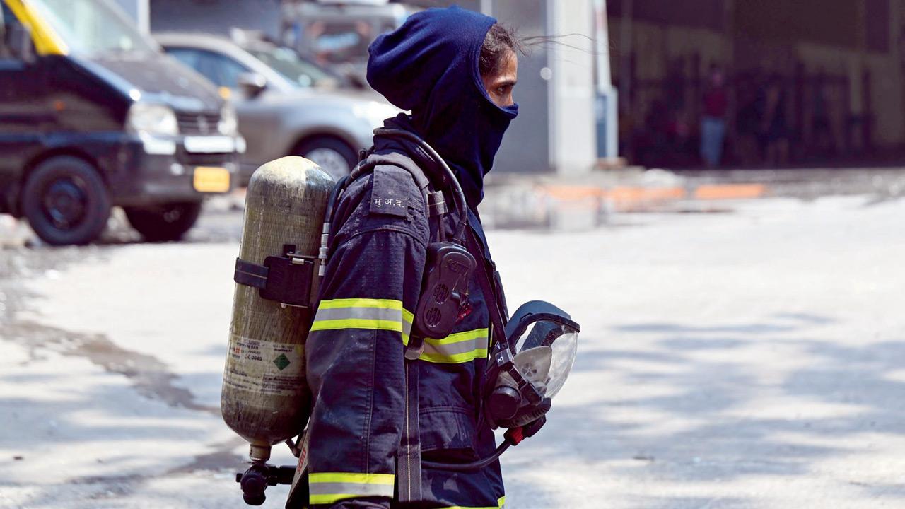 A firefighter at the scene