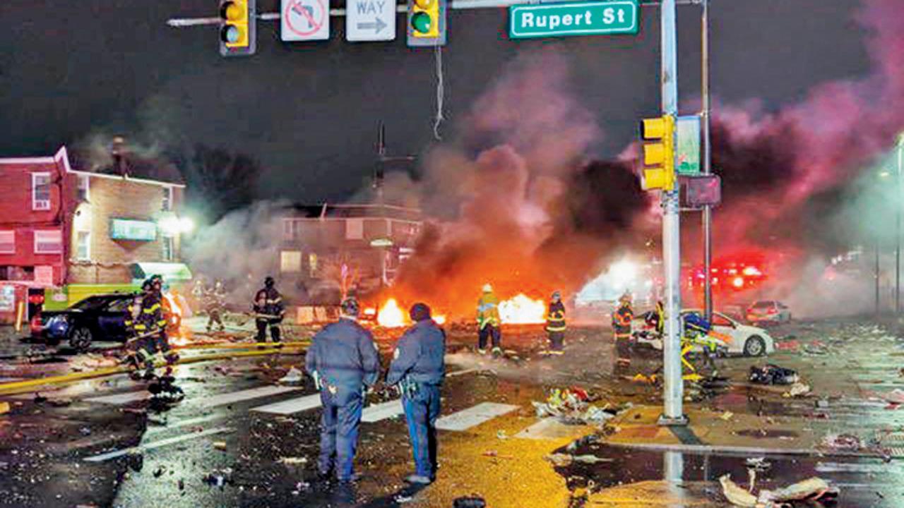 Medical transport jet with 6 aboard crashes in Philadelphia