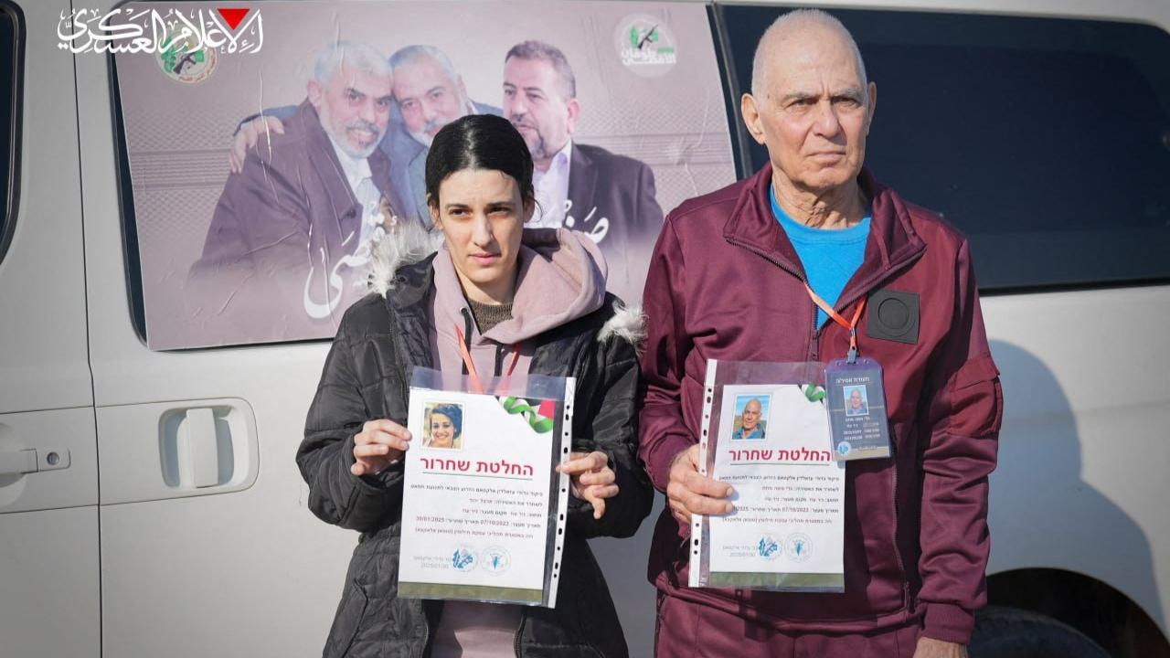 In Photos: Two hostages return to Israel after handover in southern Gaza