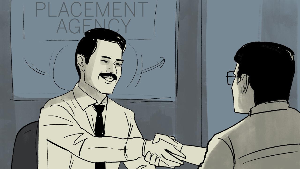 Job aspirants are lured by placement agencies with promises of lucrative IT jobs in Bangkok. Illustrations/Uday Mohite