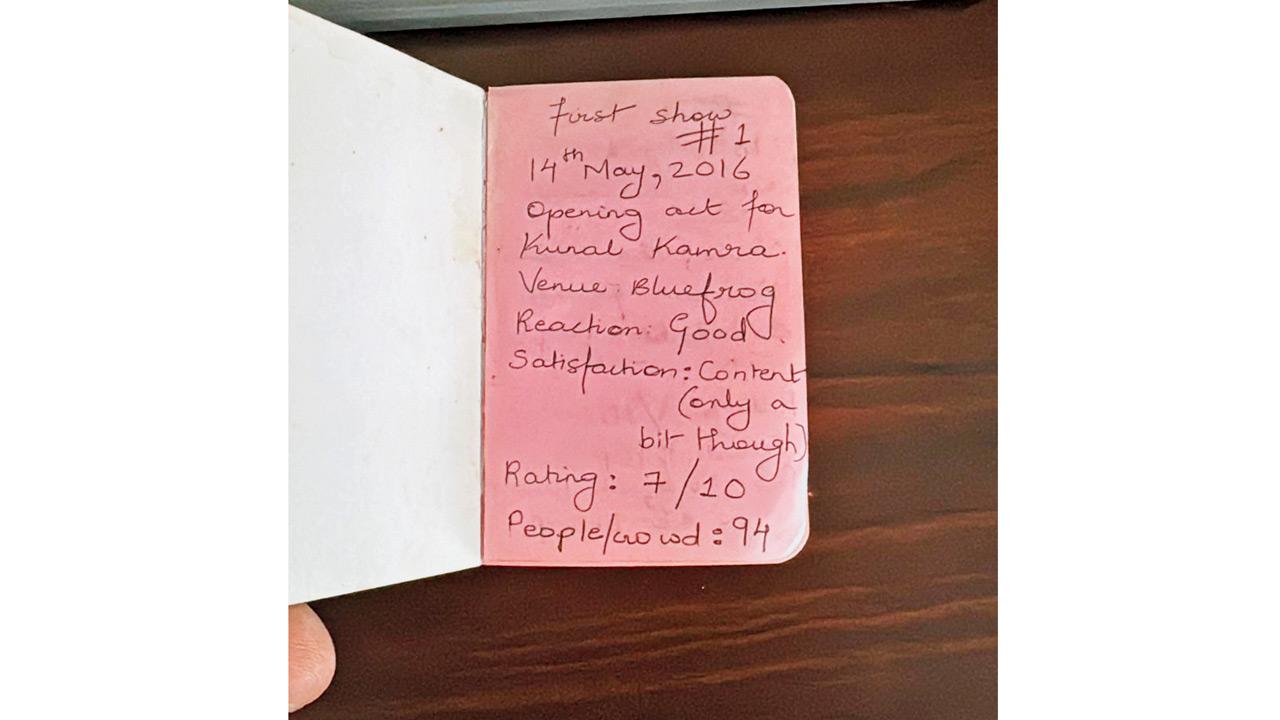 The note detailing his BlueFrog gig