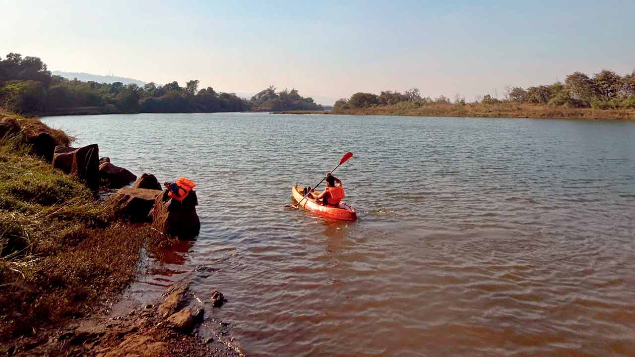 A participant kayaks in the adventure section. Pics Courtesy/Swadesi Treks