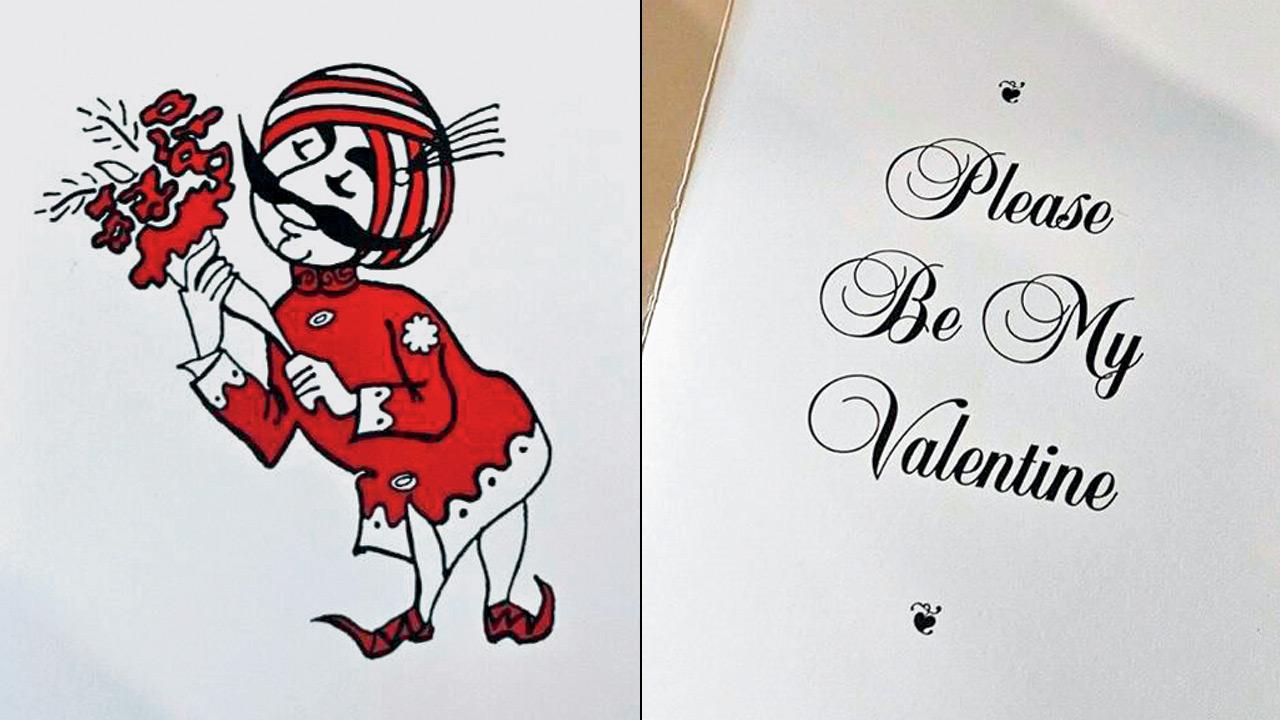 llustration of the Air India Maharaja (right) the Valentine’s greeting card