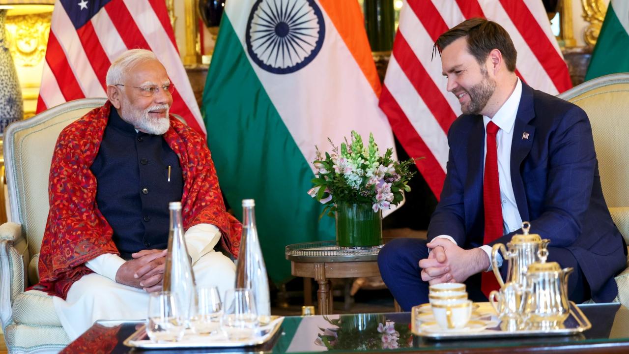 PM Modi posted images of the meeting on X, showing him with the Vance family, including their sons Ewan and Vivek