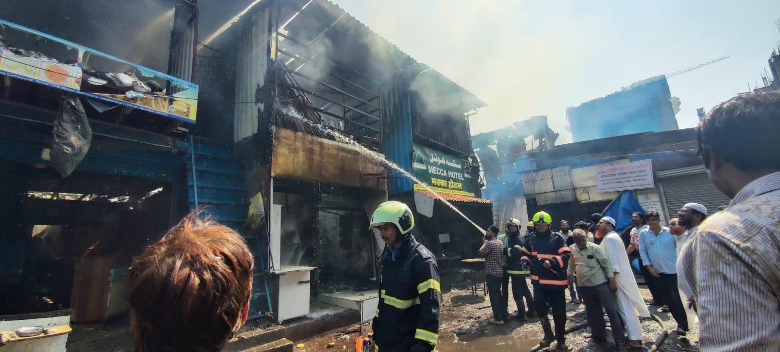 At least ten shops were gutted in the blaze, but no casualties have been reported.