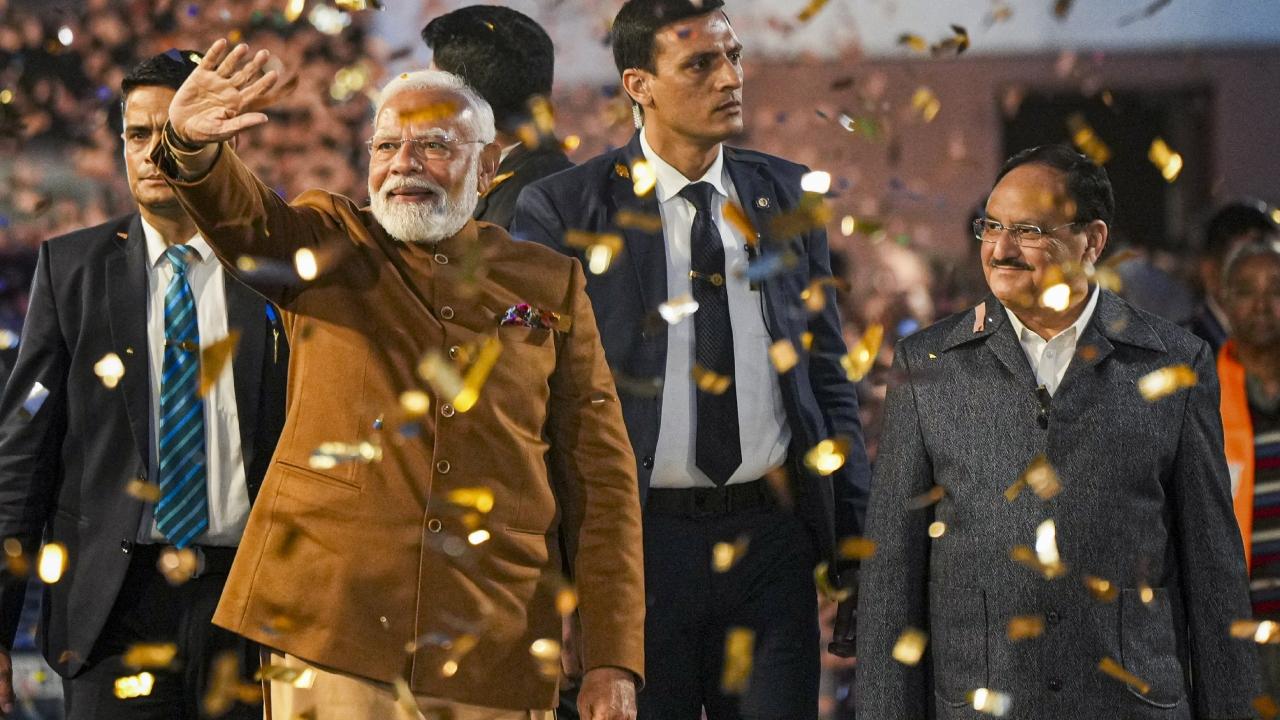 He said Delhiites are celebrating BJP's victory and respite from 'AAP-da', a term he used throughout the campaign to criticise the Aam Aadmi Party's rule