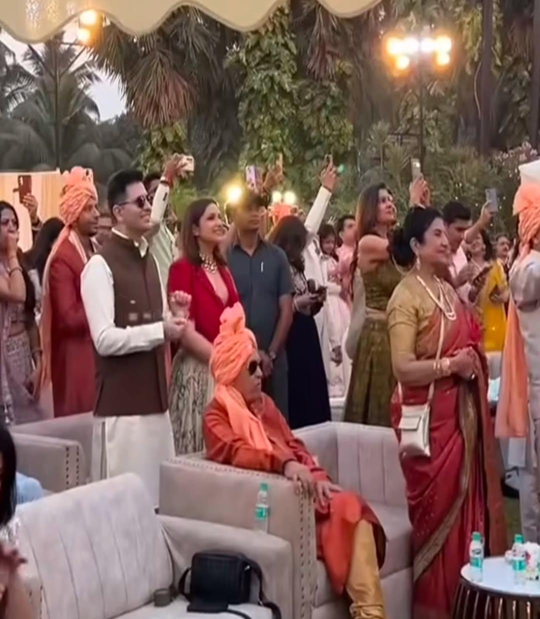 This picture shows Raghav Chadha and Parineeti Chopra enjoying the Varmala ceremony