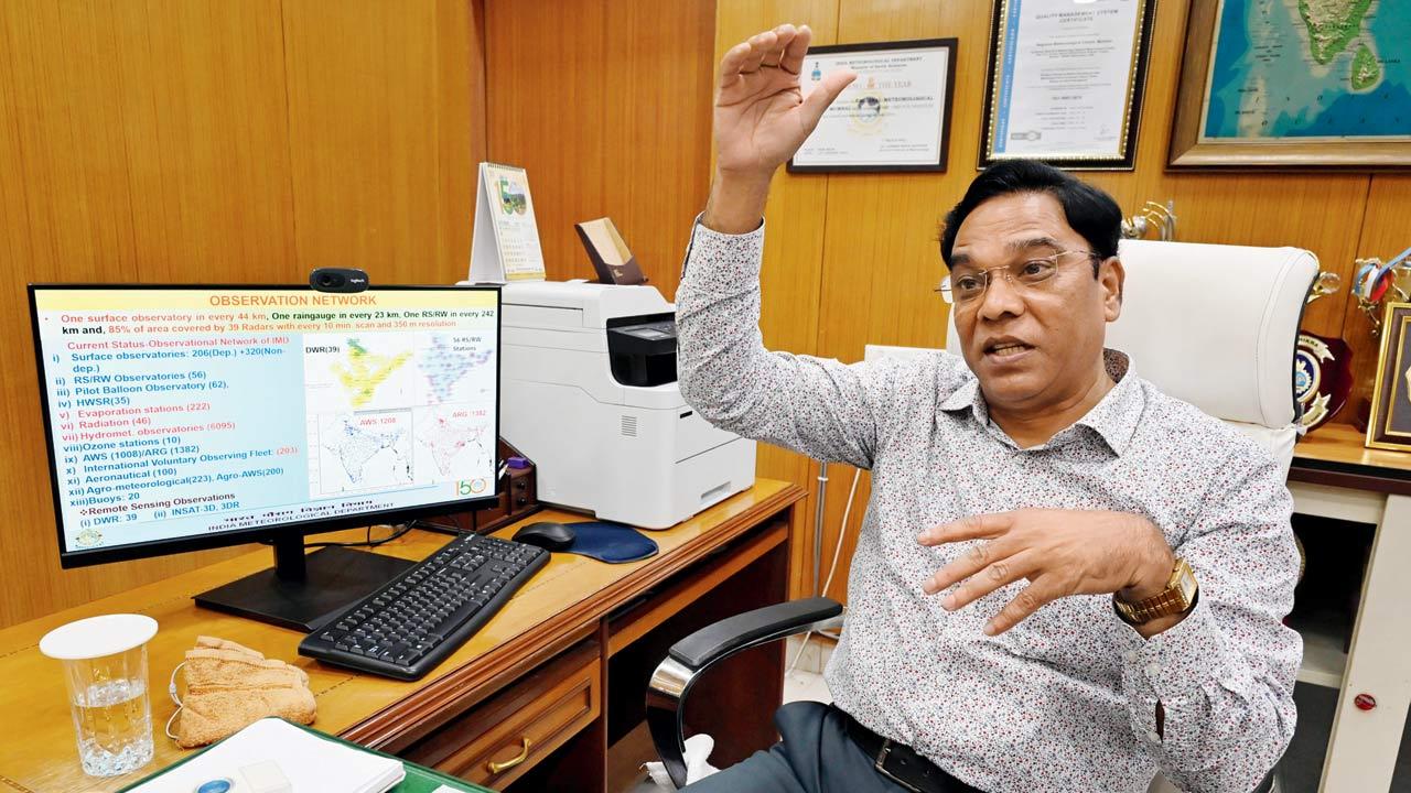 Sunil Kamble, head, India Meteorological Department’s Regional Meteorological Centre, at his Colaba office. Pic/Anurag Ahire