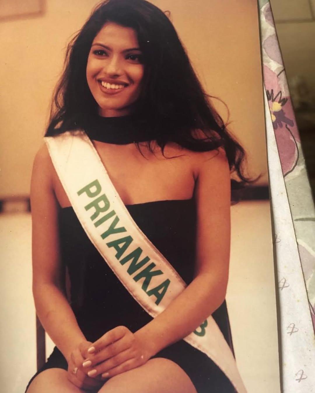 This beautiful snap has the actress looking stunning in a black mini dress. This picture shows Priyanka as a Miss India contestant in 2000