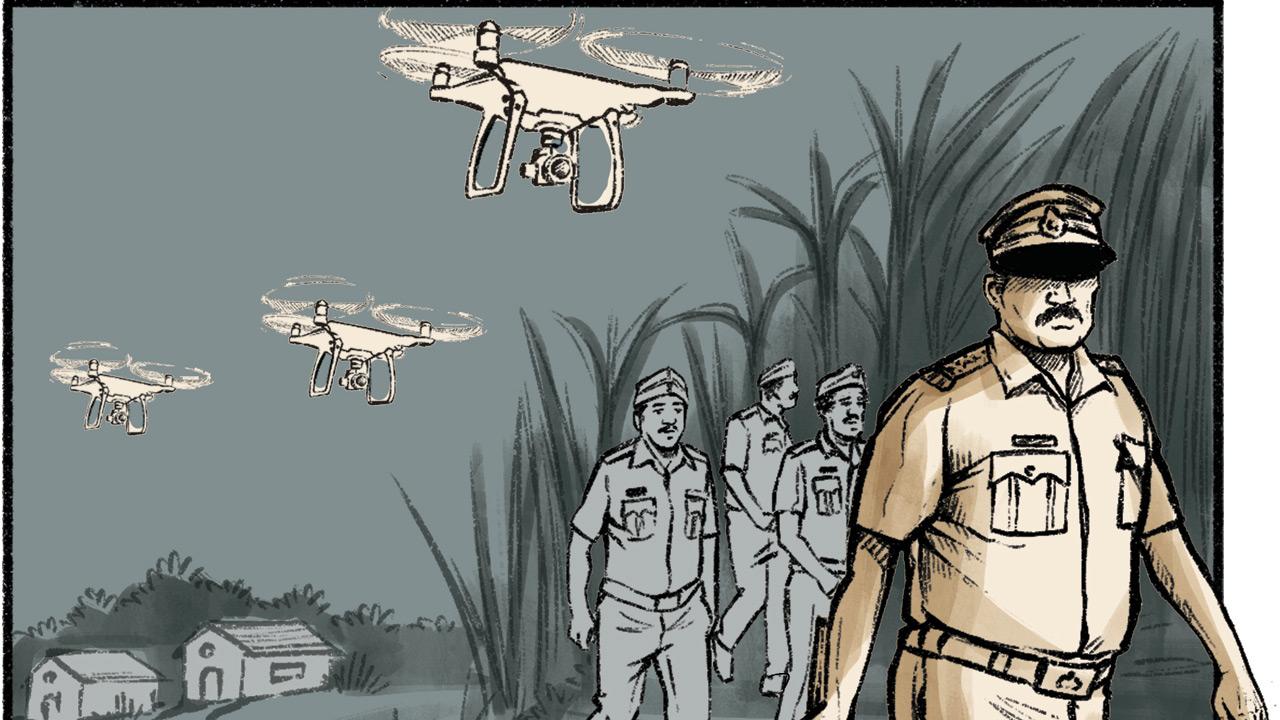 The Manhunt: Over 100 police personnel and drones are deployed across Pune district during a 75-hour chase for Dattatray Gade in villages near Shirur. illustrationS/Uday Mohite