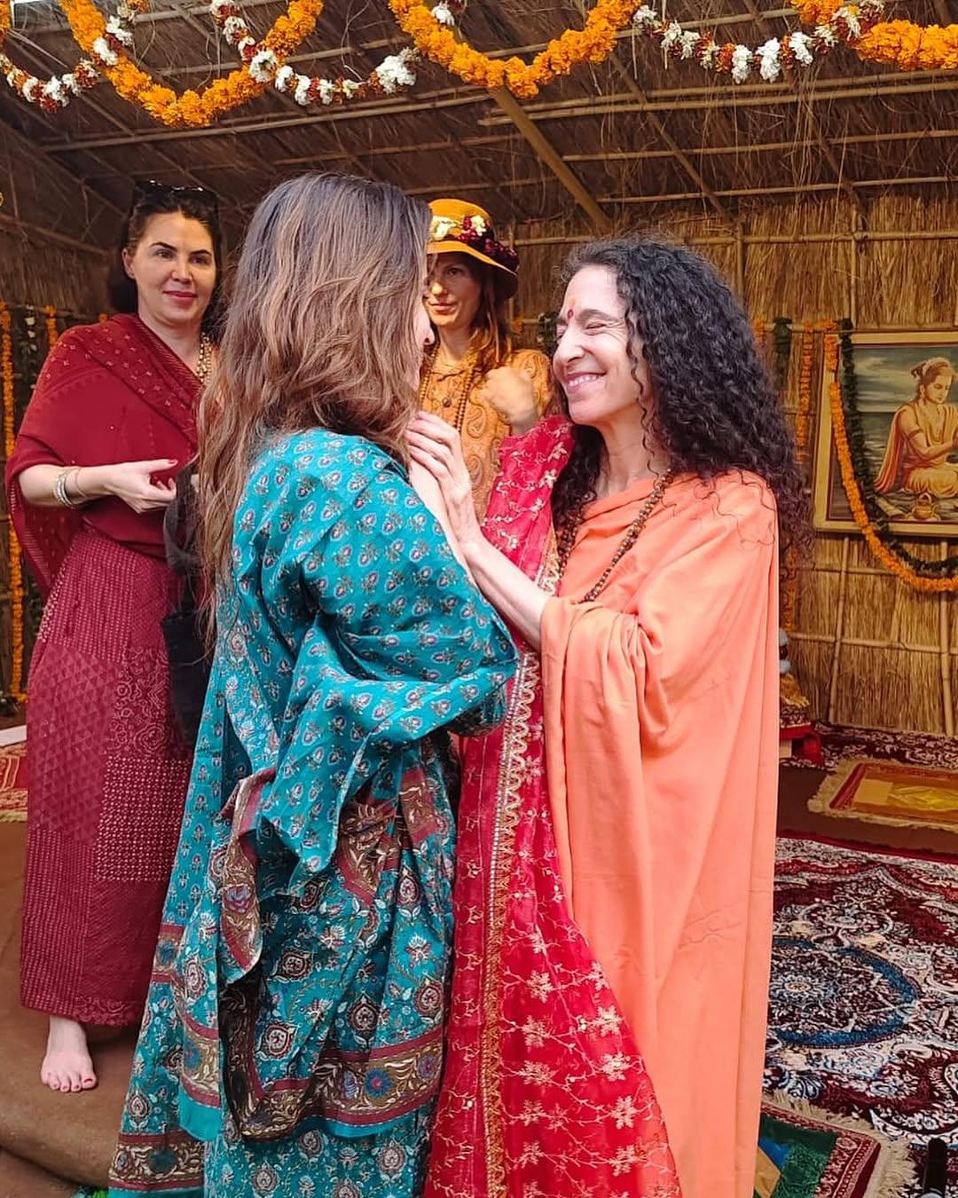 This picture has Raveena Tandon looking stunning in a blue kurta set as she spends a day at Maha Kumbh