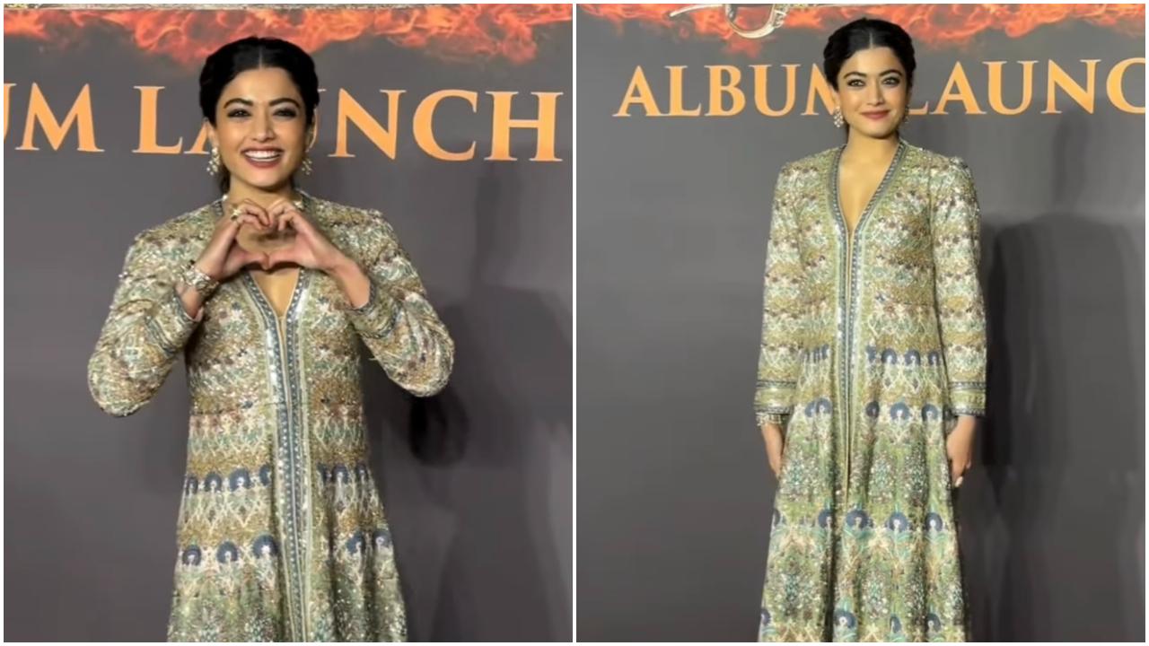 Undoubtedly, Rashmika Mandanna brings her Yesubai look to life in a striking Anita Dongre for Chaava promotions. Rashmika Mandanna makes a statement in Anita Dongre Kranddasi Embroidered Zardozi Jacket Set, effortlessly blending tradition with a modern edge. Dressed in a regal silk jacket and palazzo pants in a dreamy blush hue, the look is elevated with intricate zardozi embroidery and shimmering sequins—bringing reimagined motifs to life.