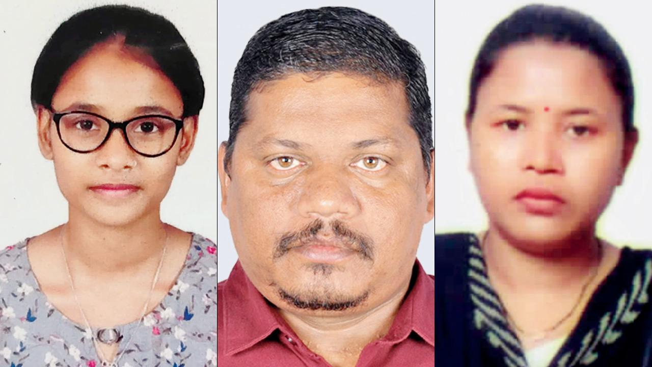 (From left) Ritu, Riya’s sister; Arvind, Riya’s stepfather; Anjali Barde, alias Ruby Shaikh, Riya’s mother
