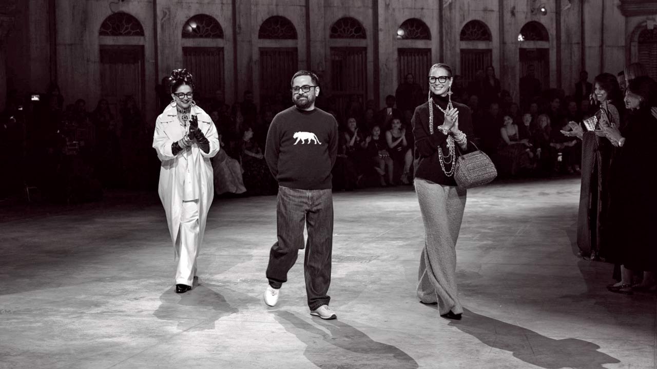 Sabyasachi Mukherjee reflects on his post-show walk with Deepika Padukone and Christy Turlington: “They’ve reached the top with humility, confidence, and strength. Deepika, once a model, now an icon—icons like her aren’t born every day.” Pic Courtesy/Lodovico Colli Di Felizzano