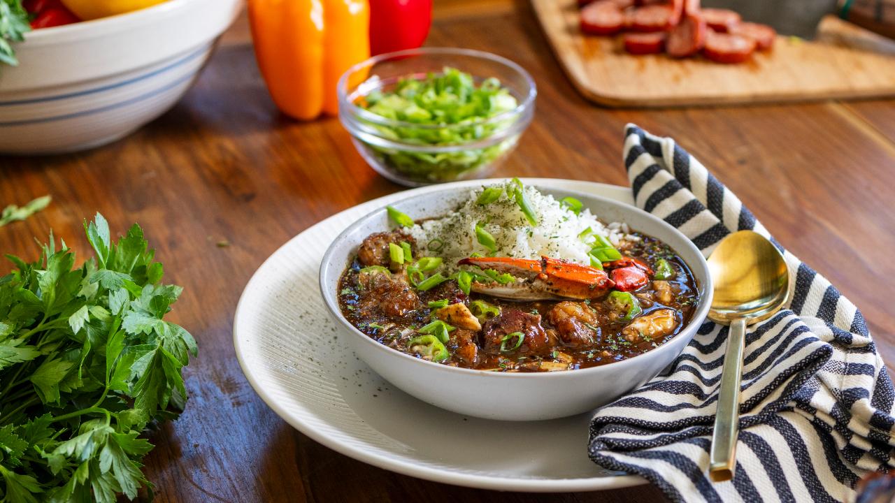 Gumbo When you think of Louisiana cuisine, you might conjure images of hearty bowls of gumbo laden with rice, savoury meats and spices that embody Creole and Cajun cooking. This stew-like dish is one of the most common menu items in the state for good reason, and your gumbo experience will likely differ from restaurant to restaurant.