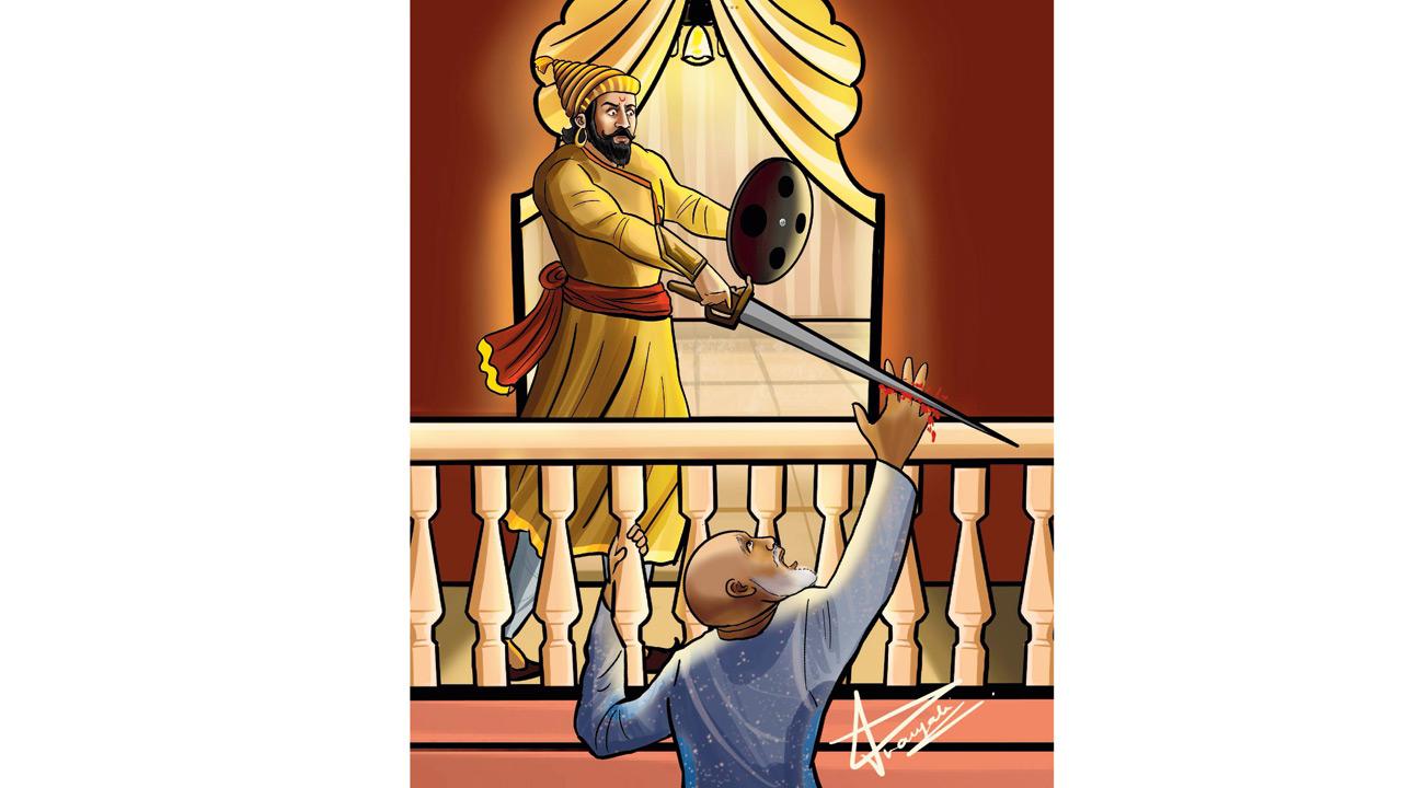 A panel depicts the Maharaj’s encounter with Shaista Khan
