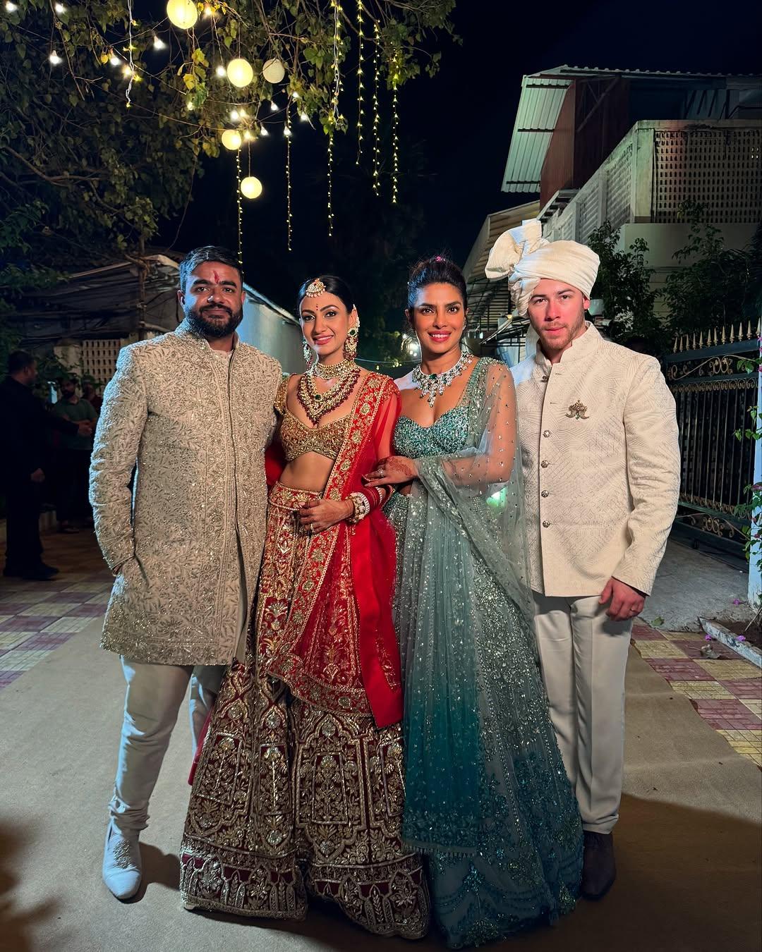 While the bride and groom stole the show, the groom's sister, Priyanka, was no less. The actress slayed in a blue lehenga, while Nick looked incredibly handsome in a white sherwani