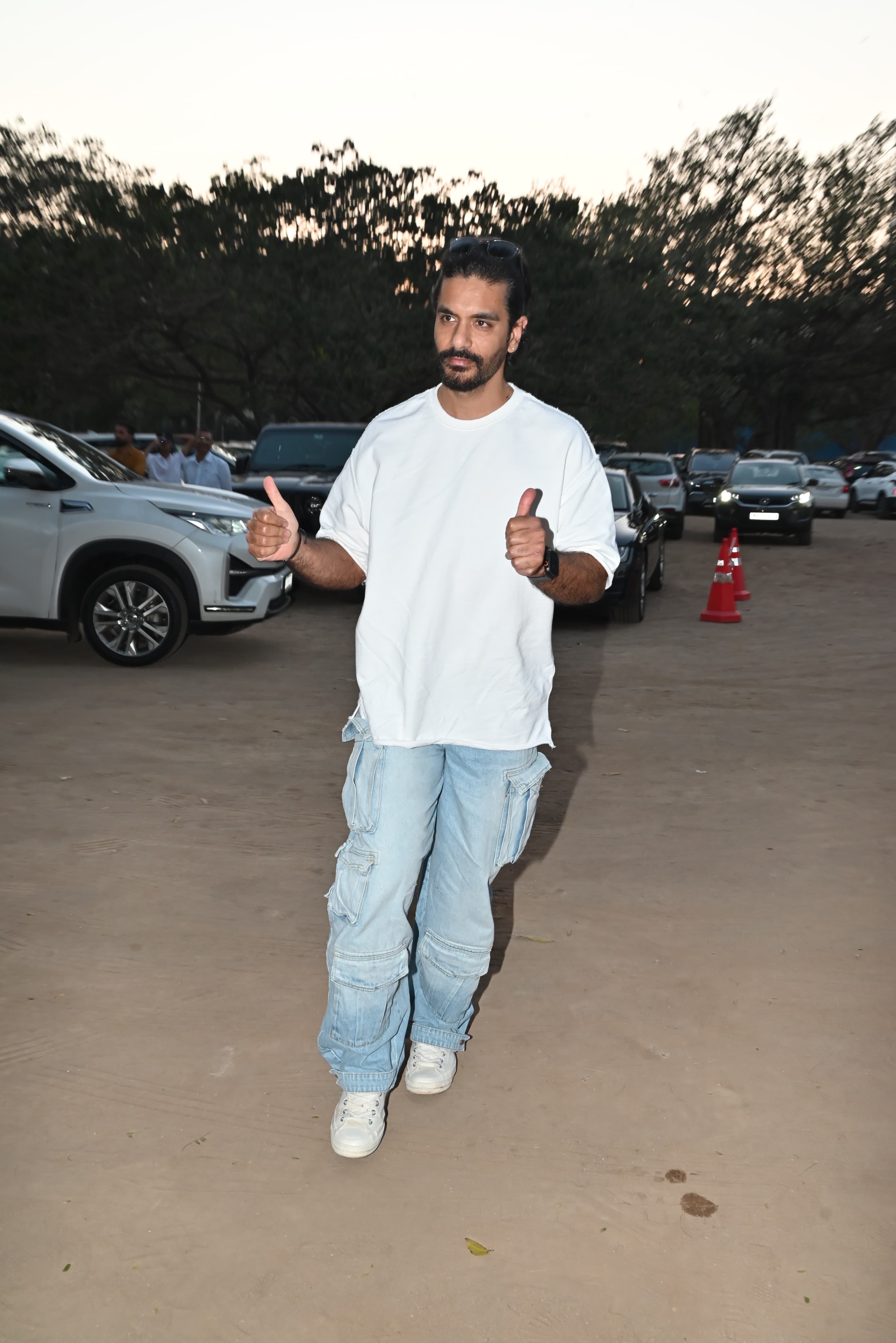 Angad Bedi also attended Randhir Kapoor's birthday party.  