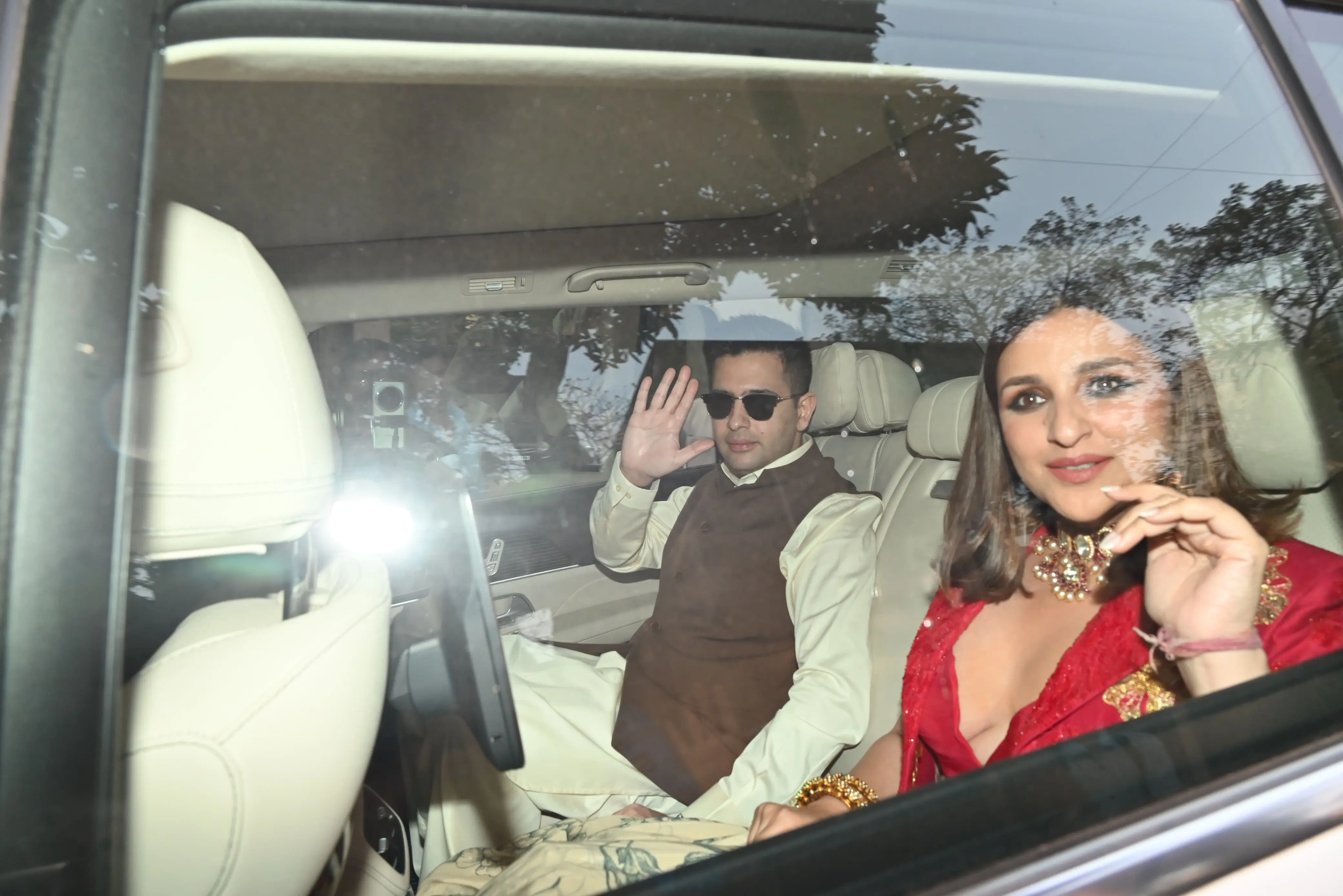 Parineeti Chopra was snapped with Raghav Chadha as they headed for Siddharth Chopra's wedding