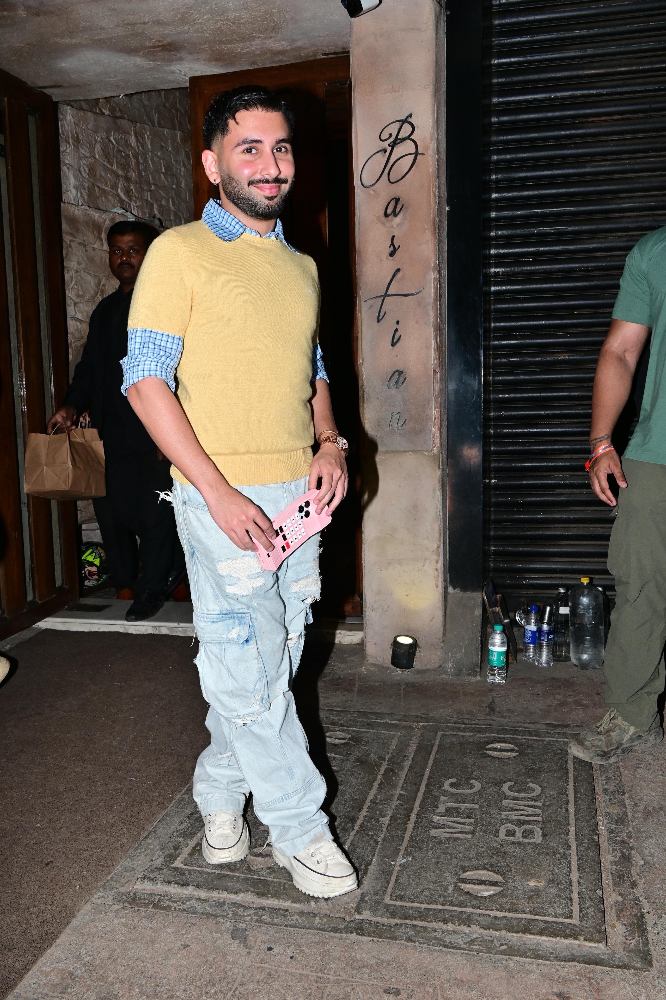 Orry was snapped at Bastian restaurant in Bandra