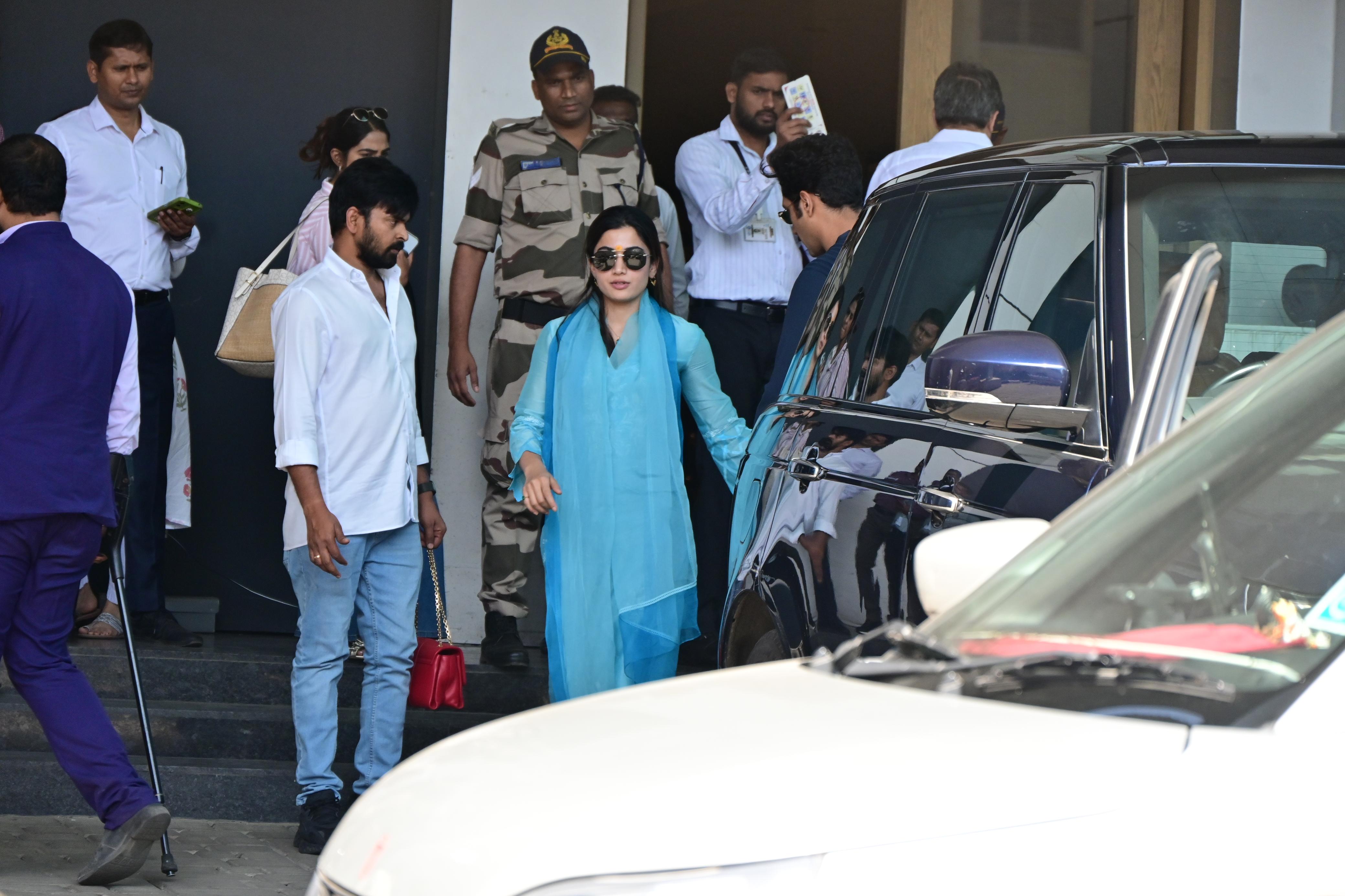 Rashmika Mandanna was snapped at Mumbai airport as she returned to the city ahead of the release of Chhaava