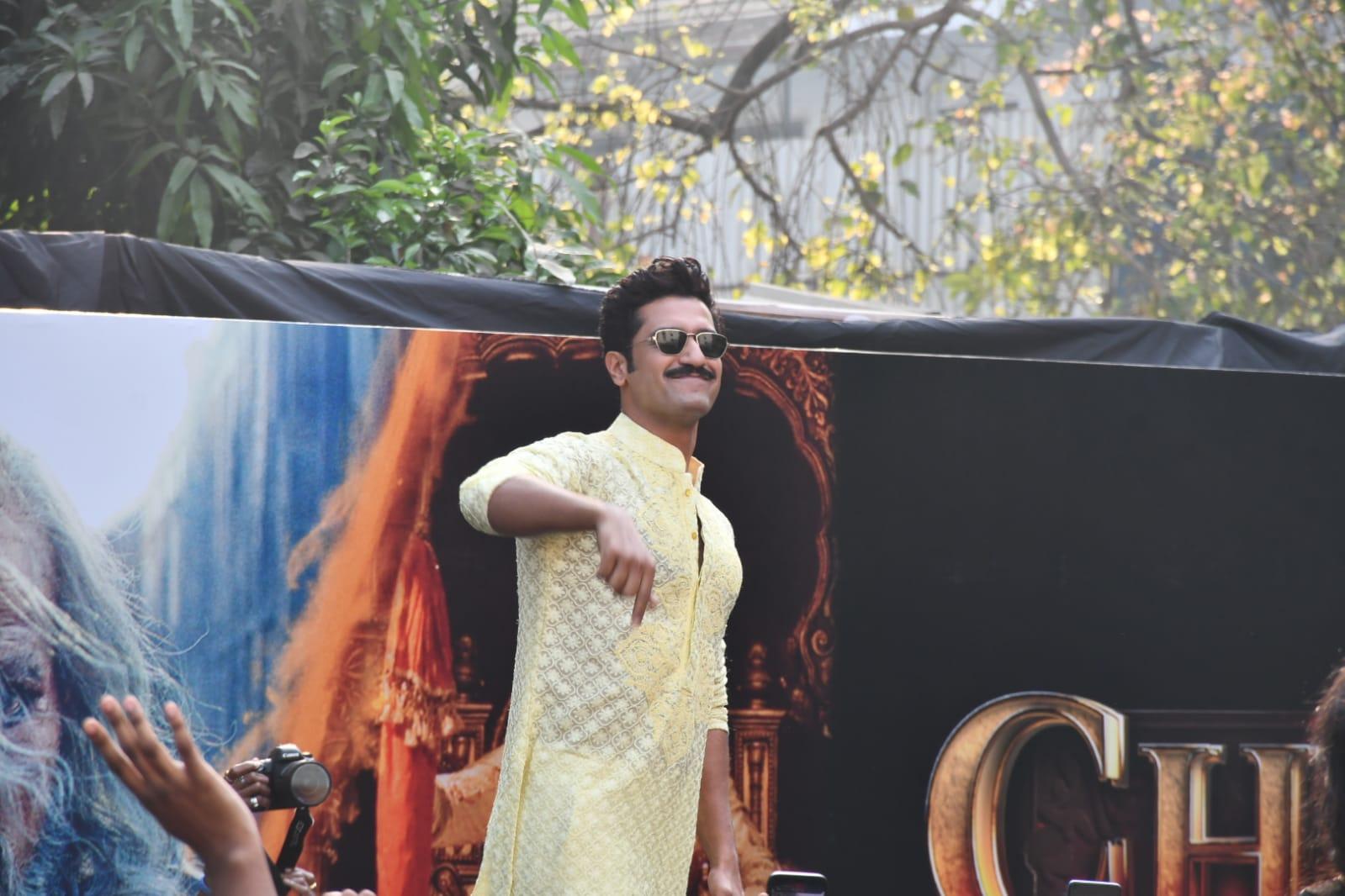 Vicky Kaushal was snapped as he went to promote his film Chaava at a popular theatre