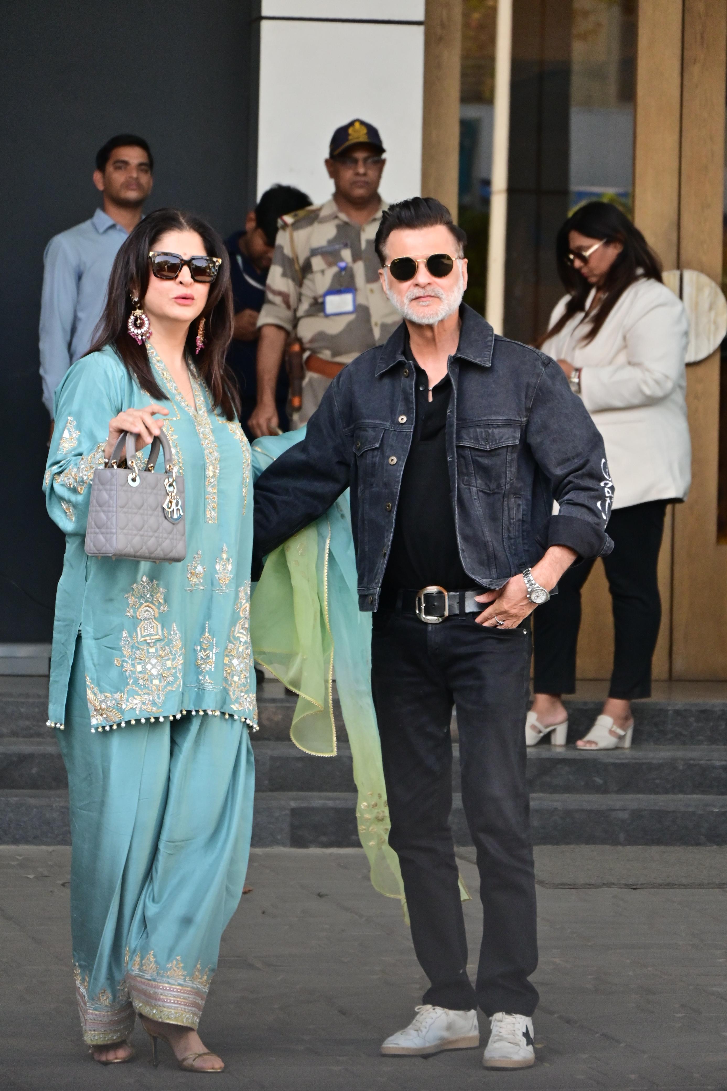 Sanjay Kapoor and Maheep Kapoor were snapped at Kalina airport in stylish ethnic outfits