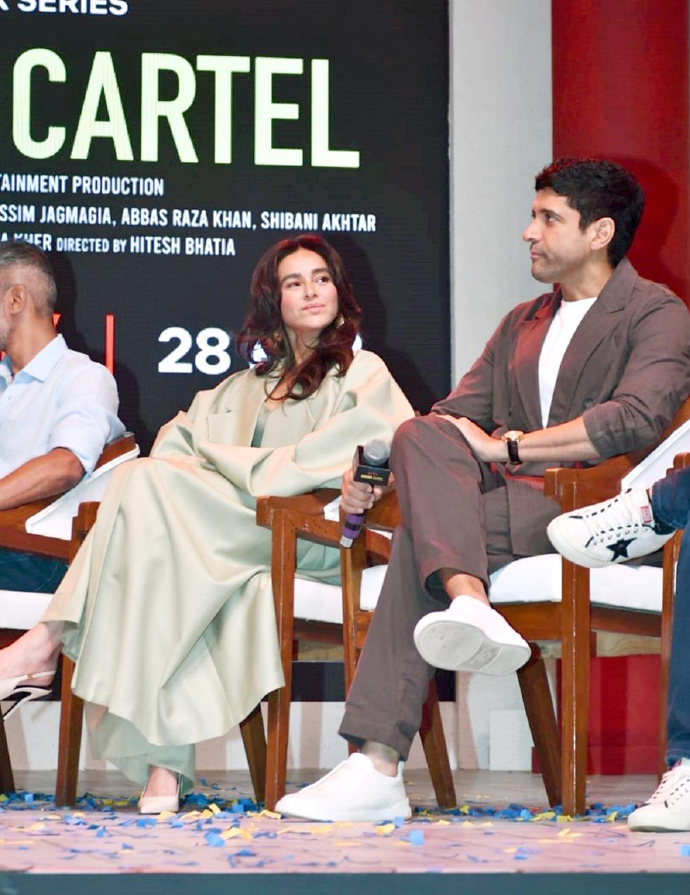 Farhan Akhtar and Shibani Dandekar were snapped as they attended the Dabba Cartel trailer launch event