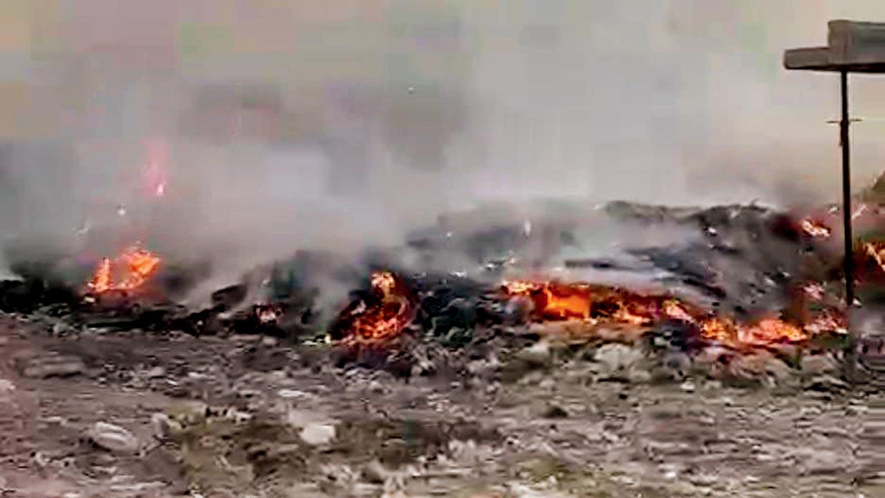 A blaze at the Daighar dumping site in Thane
