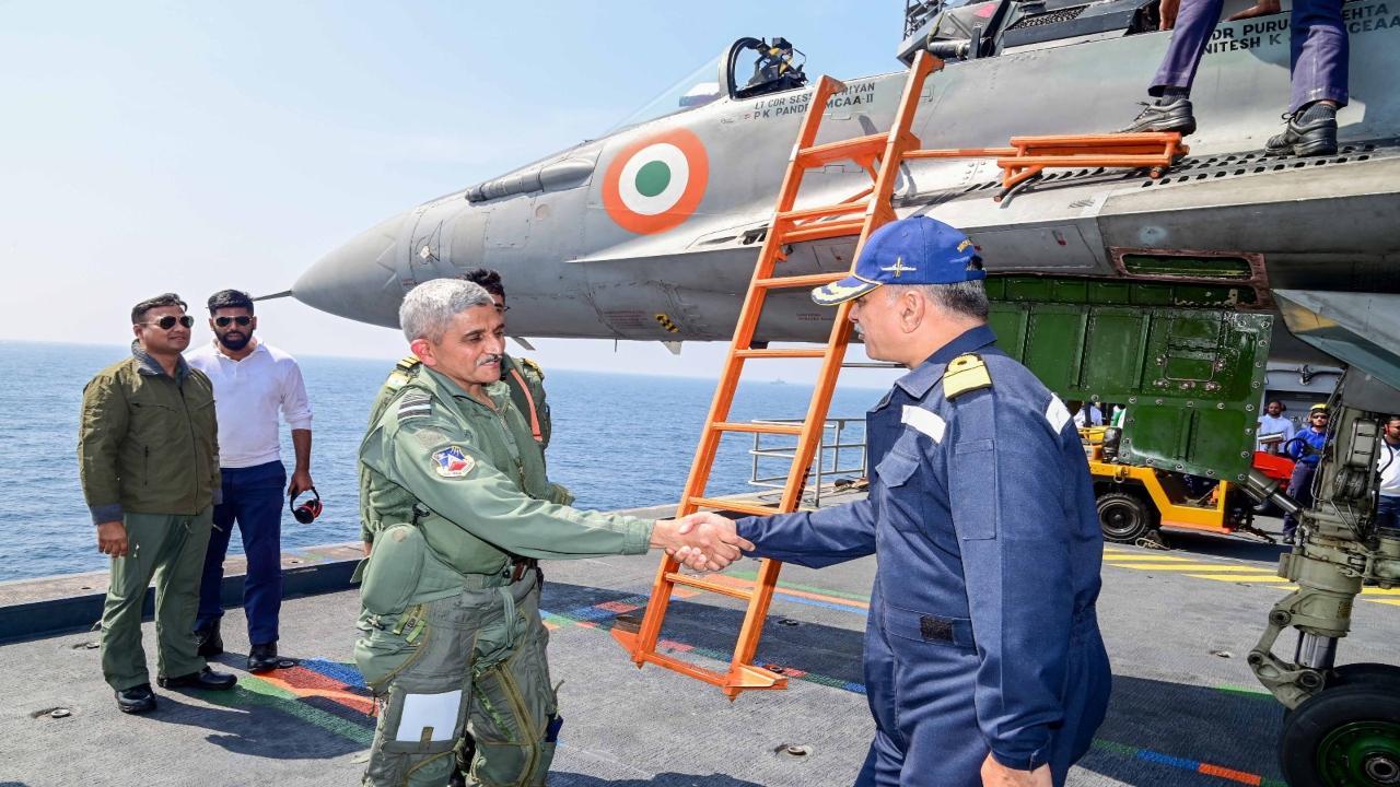 IN PHOTOS: Senior officers embark INS Vikrant to witness Joint Phase of TROPEX