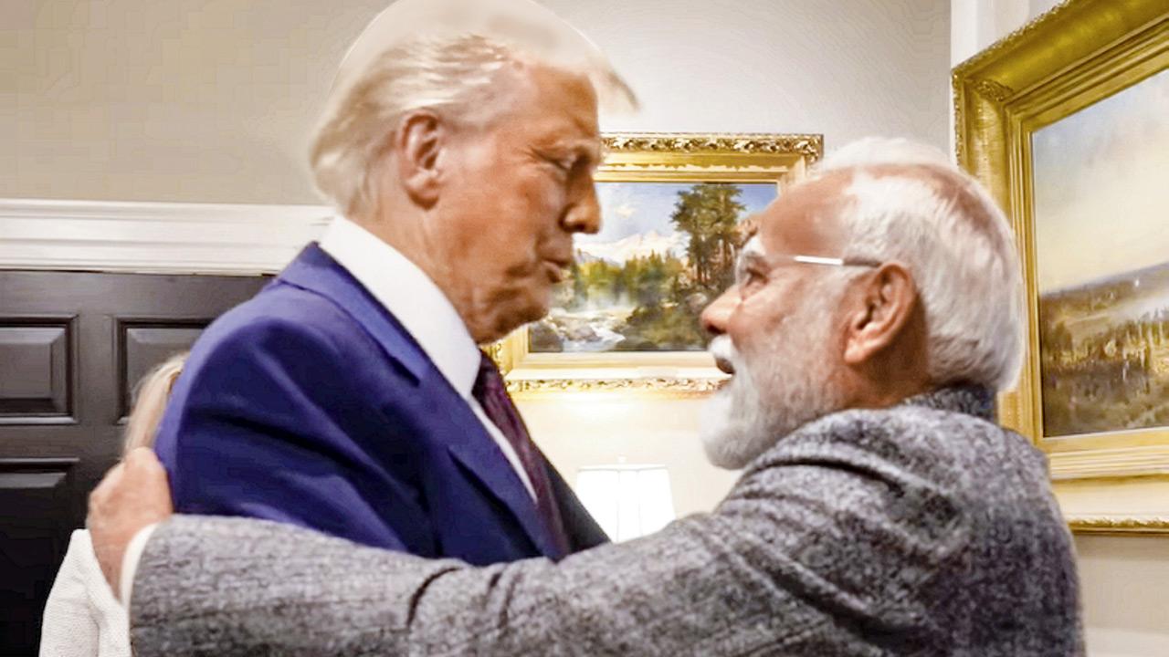 Trump greets Modi at the White House