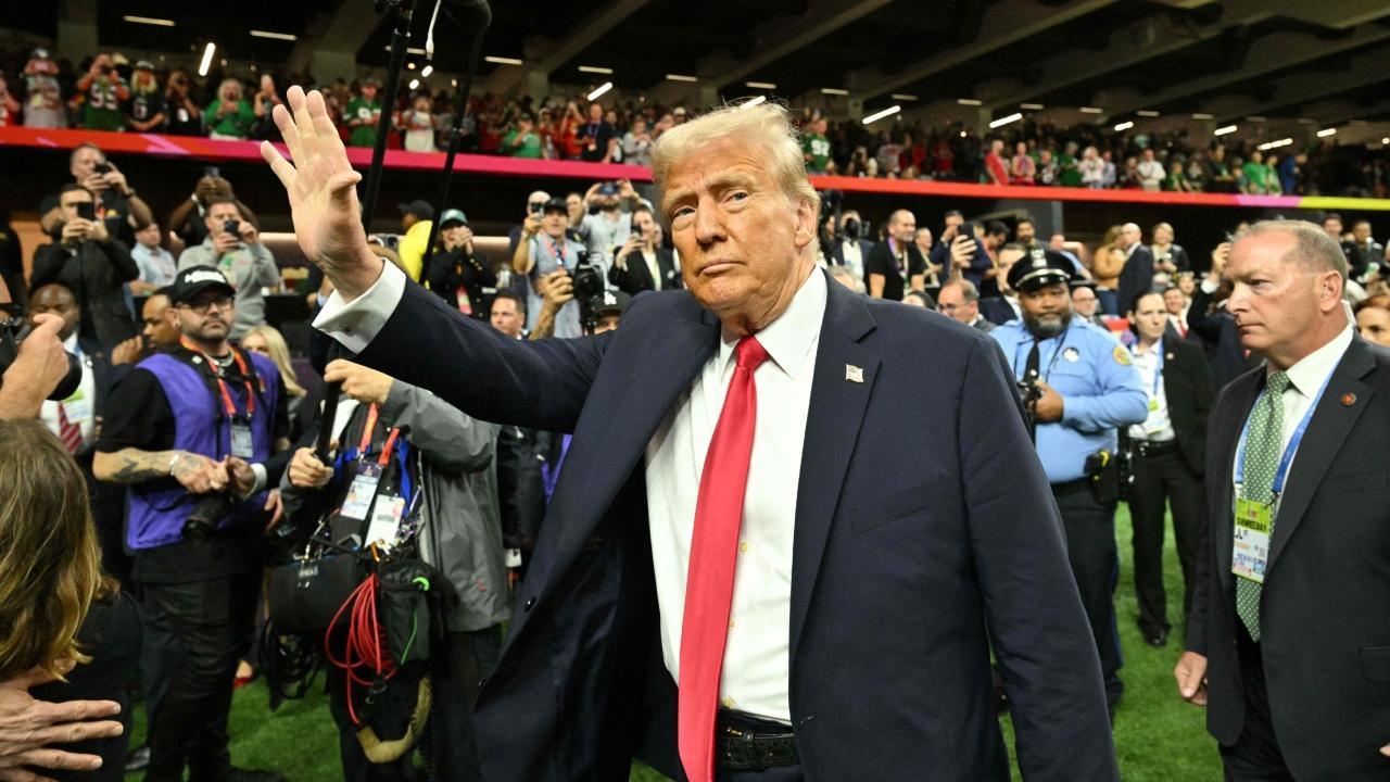 Donald Trump at Super Bowl. Pic/AFP