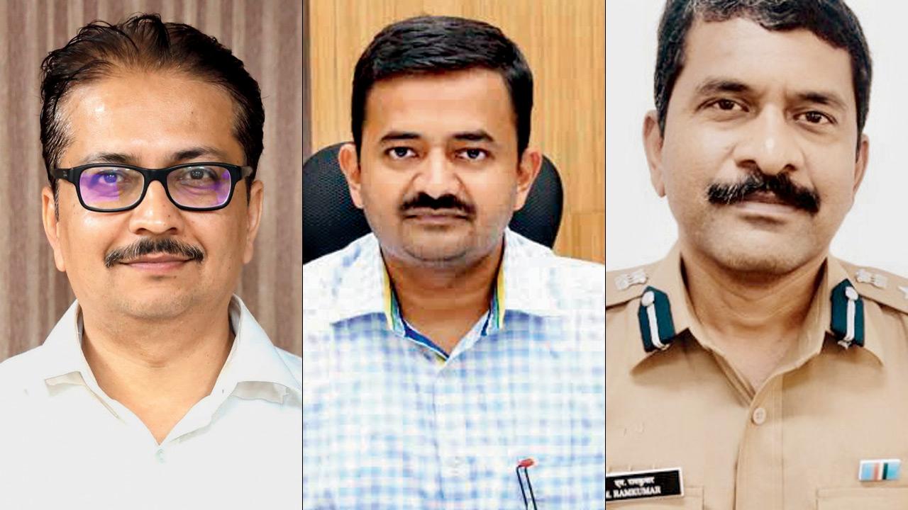 (From left) Vineet Abhishek, CPRO of Western Railway, Dr Swapnil Nila, CPRO, Central Railway and M Ramkumar, additional commissioner of police (traffic)