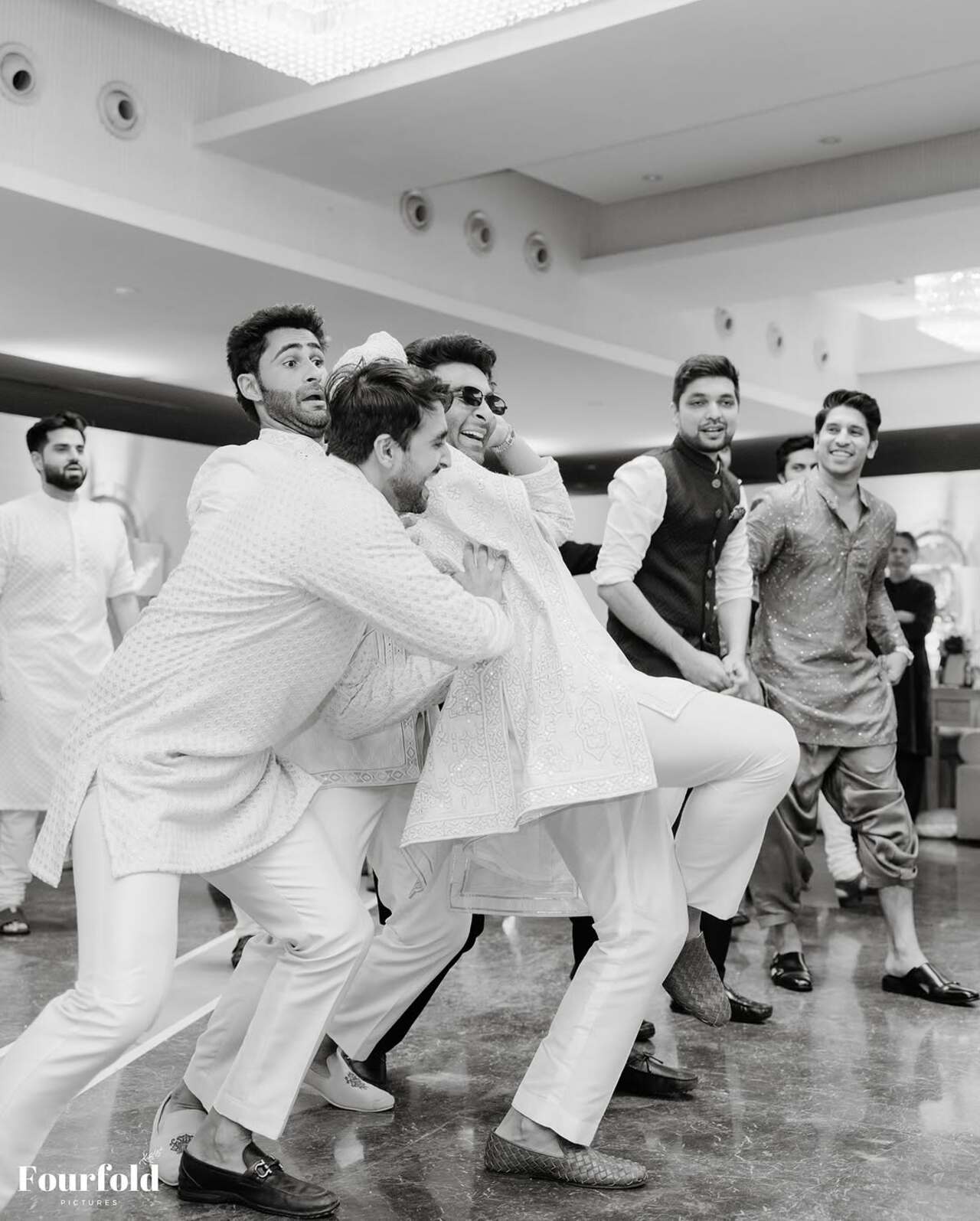 Aadar could surely rely on his groomsmen to fall back on as he celebrated his big day