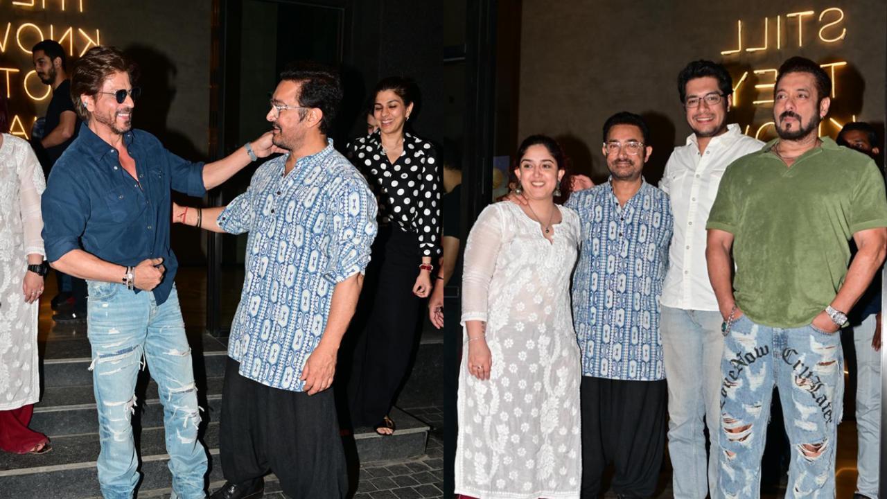 Shah Rukh Khan, Aamir Khan share warm hug at screening of 'Loveyapa', watch