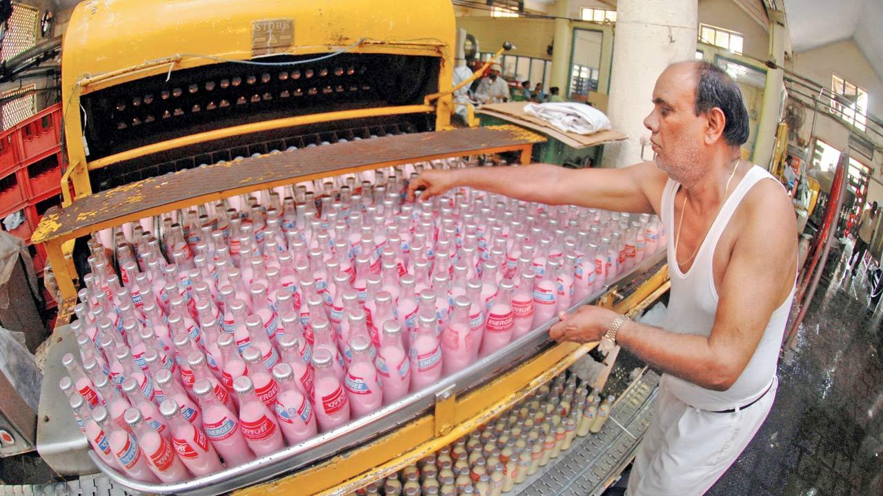 Bottles of the iconic Energee drink at the Worli unit in 2010. File pic/Rane Ashish