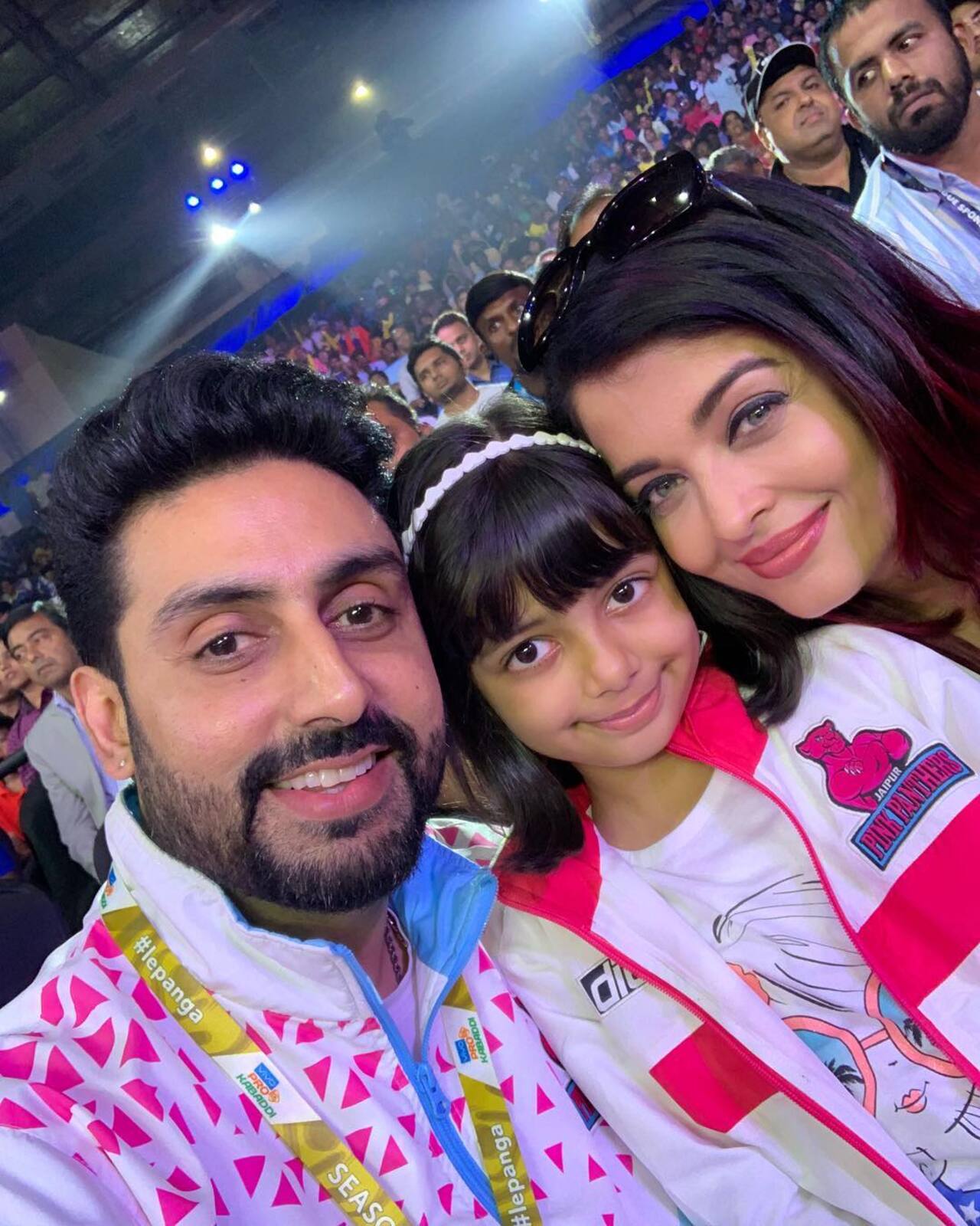 Abhishek Bachchan with his wife and actress Aishwarya Rai Bachchan and their daughter Aaradhya
