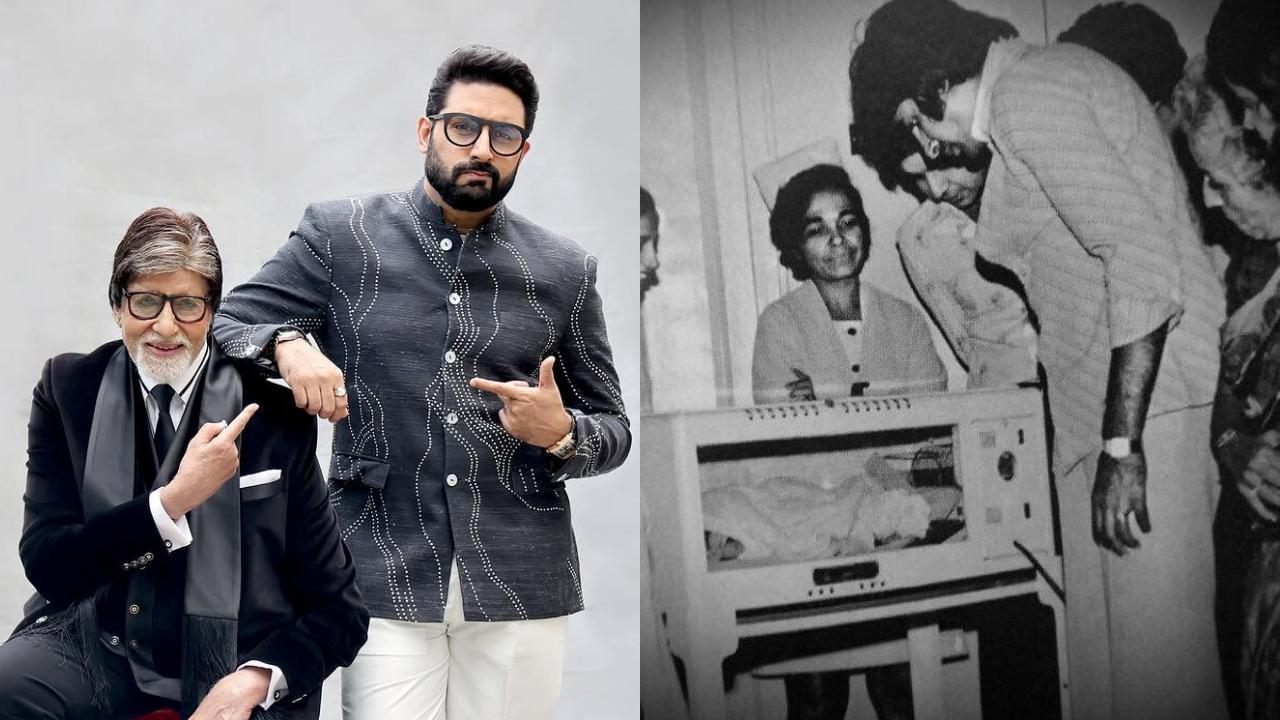 Big B shares a rare picture of Abhishek at the hospital on the day he was born