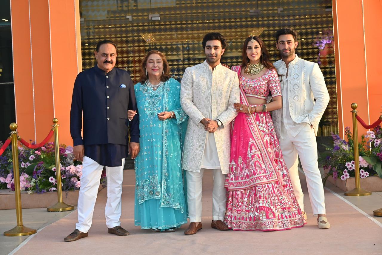 Aadar Jain's family kickstarted pre-wedding festivities for his Punjabi wedding. He was joined by his parents, brother Armaan Jain, and his wife Anissa.