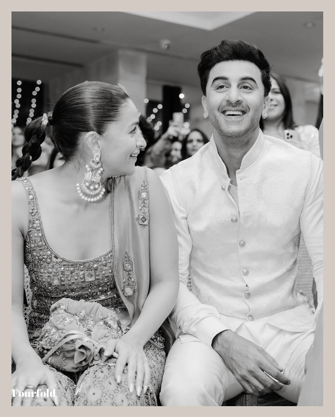 Alia Bhatt captured looking lovingly at her husband and actor Ranbir Kapoor at the pre-wedding ceremony