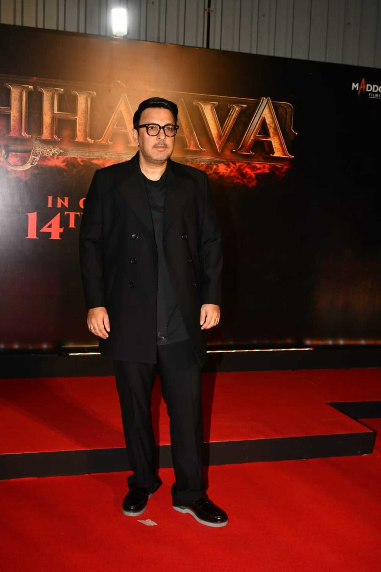 Producer Dinesh Vijan was dressed in an all-black outfit for the film's screening