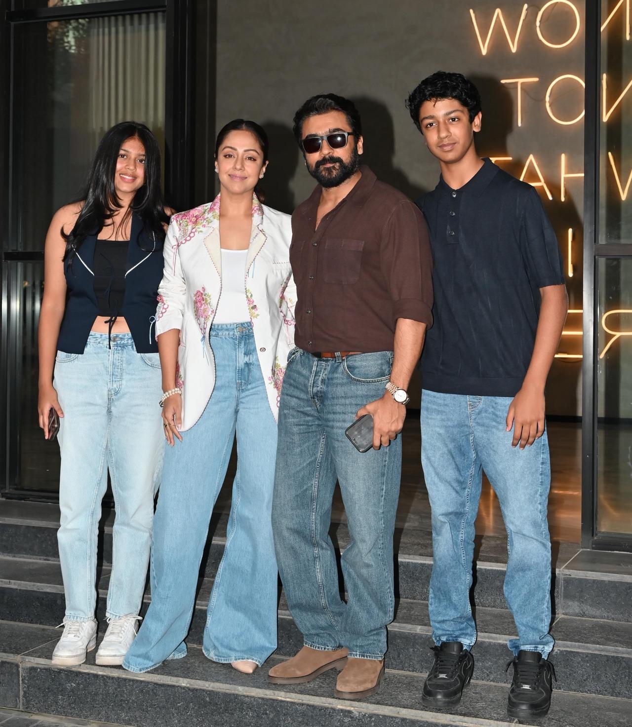 Jyotika who plays one of the lead in Dabba Cartel was accompanied by her family for the screening. She was accompanied by her husband superstar Suriya and their kids