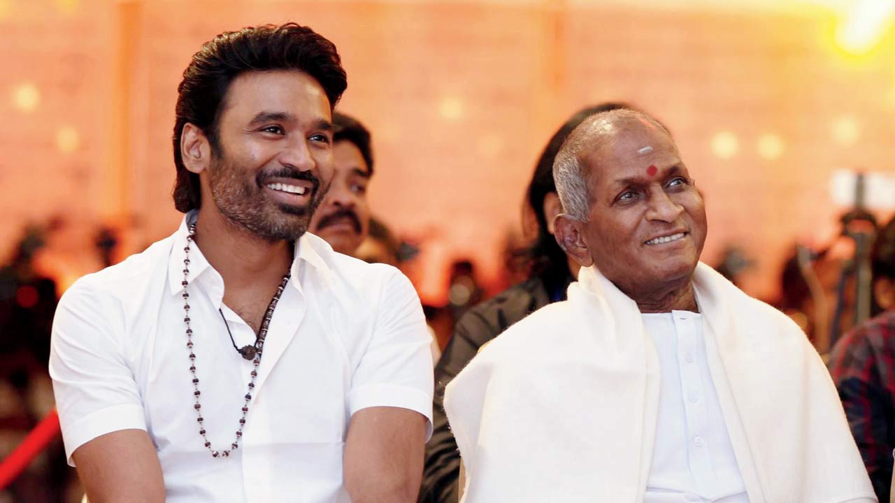 (From left) Dhanush and Ilaiyaraaja