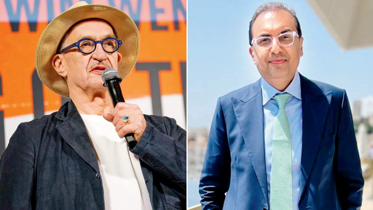  Wim Wenders interacts with the audience during a session; (right) Shivendra Singh Dungarpur 