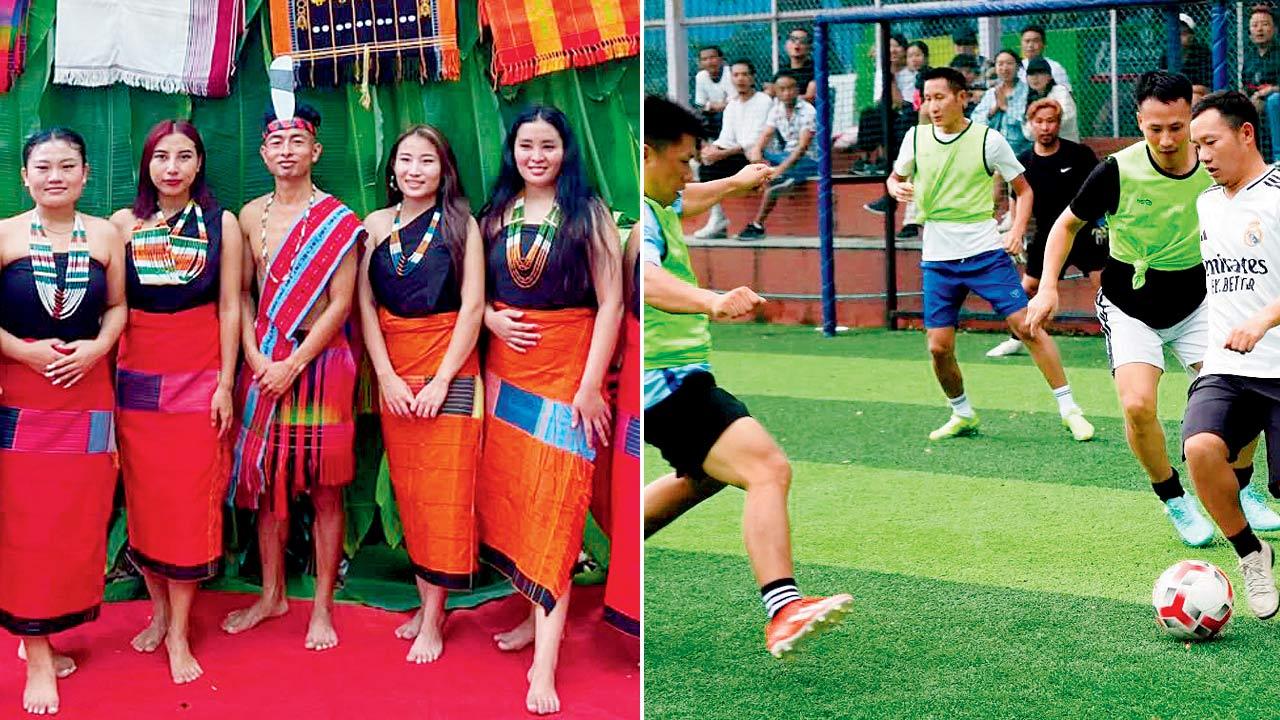 Members in traditional attire at the freshers’ meet last year; (right) a moment from a previous sports meet