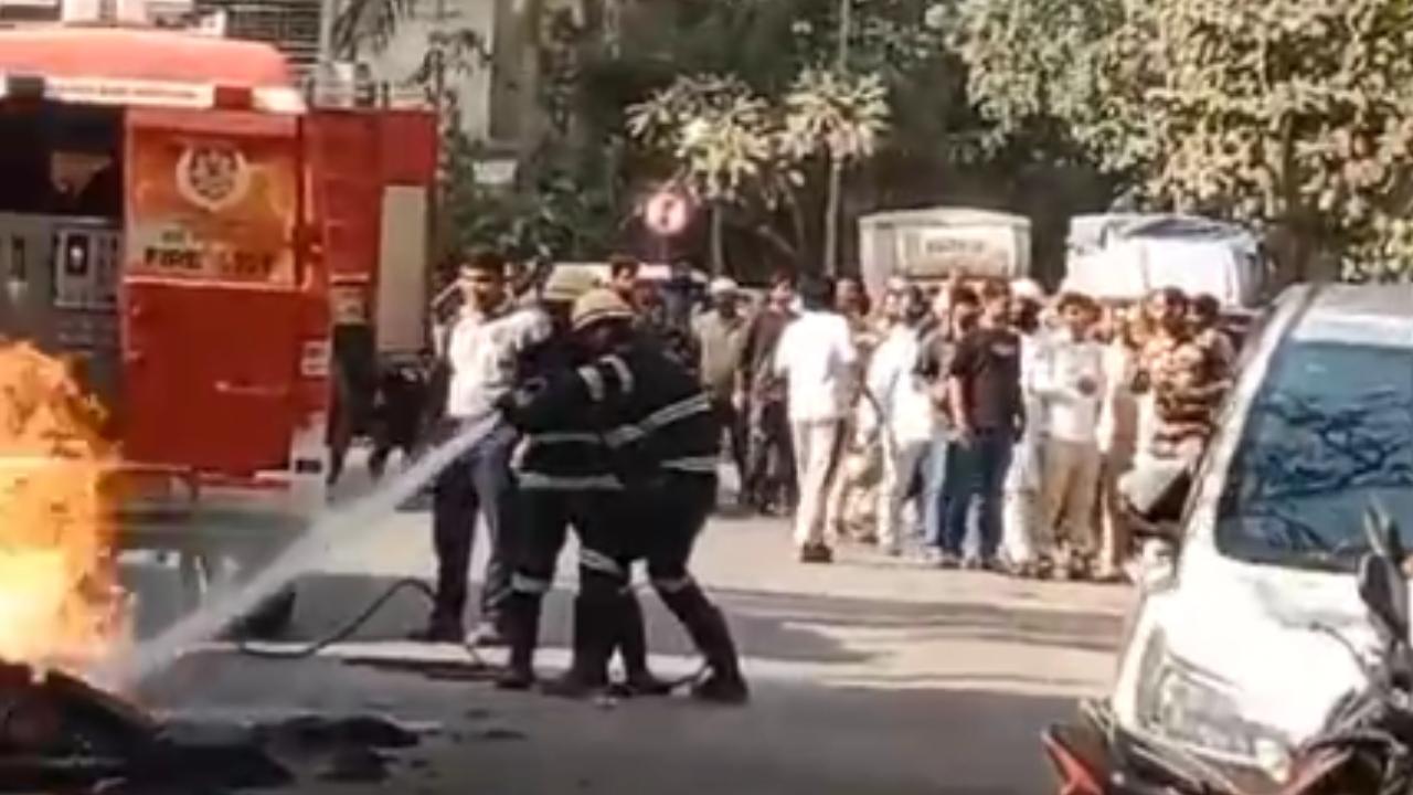 Mumbai Fire Brigade officials reached the site and launched a fire-fighting operation