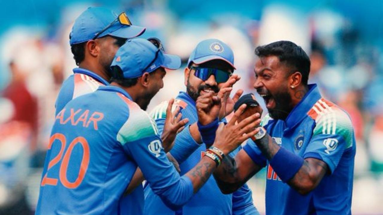 Harshit Rana, Axar Patel, Rohit Sharma, Hardik Pandya (Pic: X/@BCCI)