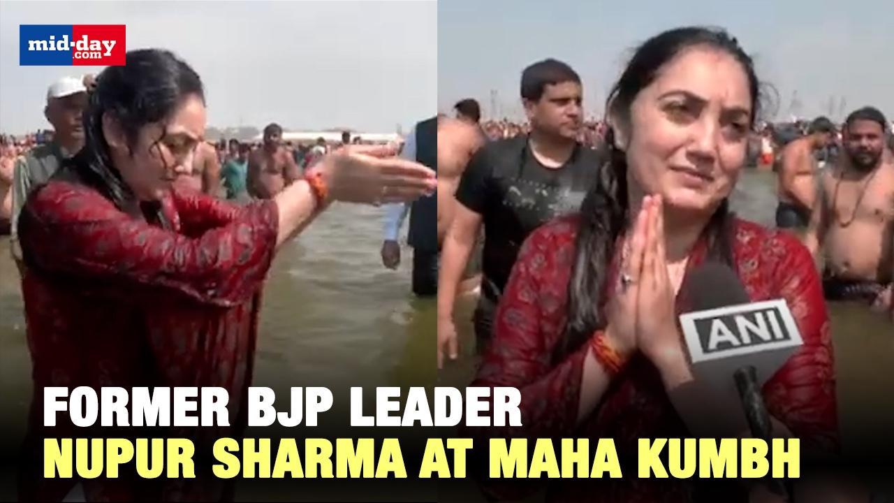 Nupur Sharma takes holy dip at Triveni Sangam at Maha Kumbh
