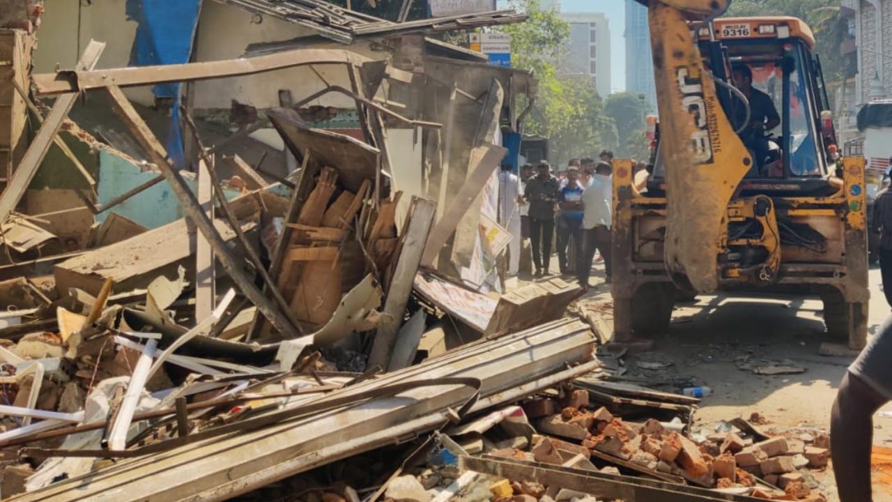 Earlier this month, in a similar action, the BMC had demolished several encroachments on the JR Boricha Road near Lower Parel in central Mumbai